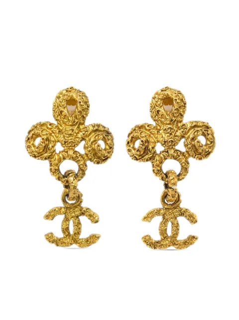CHANEL Pre-Owned 1993 Florentine clip-on earrings Gold ER93A