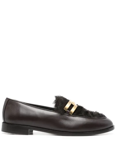 Aquazzura shearling-trim loafers Brown BDHFLAM0CSICCE