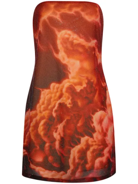 Alexander Wang crystal-embellished cloud-print mini dress Red 1CC4246699