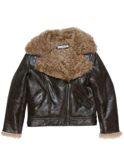 Acne Studios shearling leather jacket Black A70186