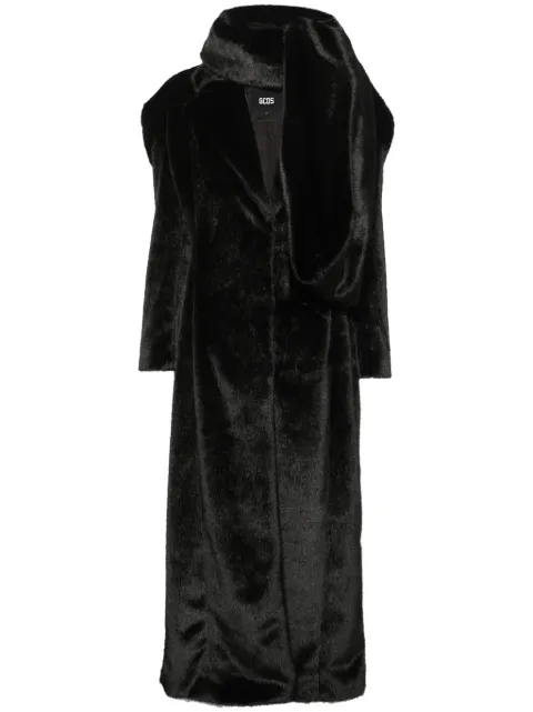 GCDS scarf-detail faux-fur coat Black A2CW0700LA7