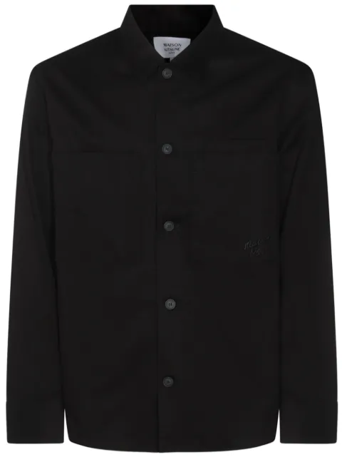 Maison Kitsuné logo-print shirt jacket Black MM00401WW0122
