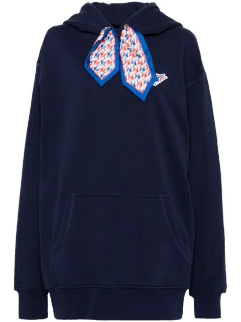 Casablanca logo patch silk scarf hoodie Blue MF22JTP09302