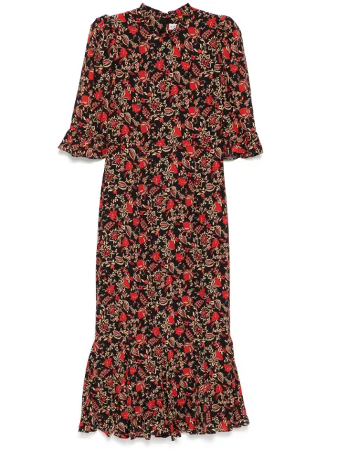 Rhode Felix baroque-print midi dress Red DR00617VPC