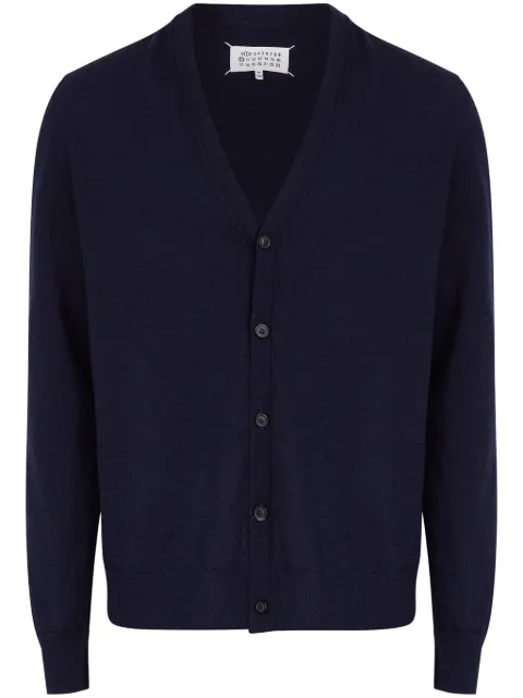Maison Margiela elbow patch wool cardigan Blue S50HP0027M13098
