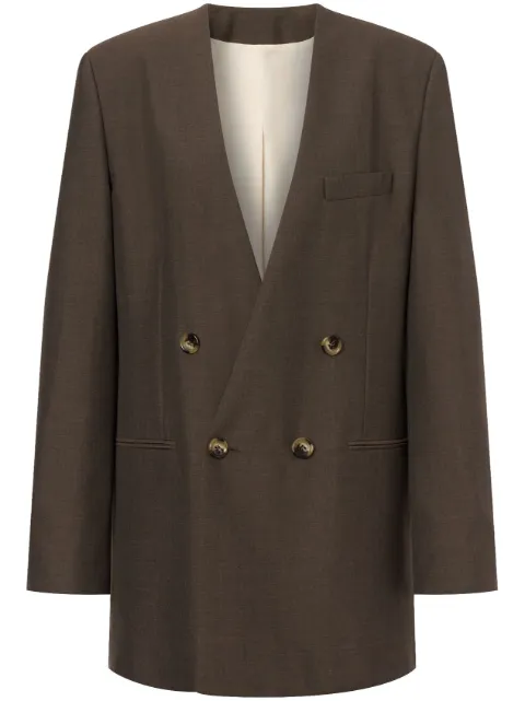 Philosophy Di Lorenzo Serafini lapeless double-breasted blazer Brown A05050727