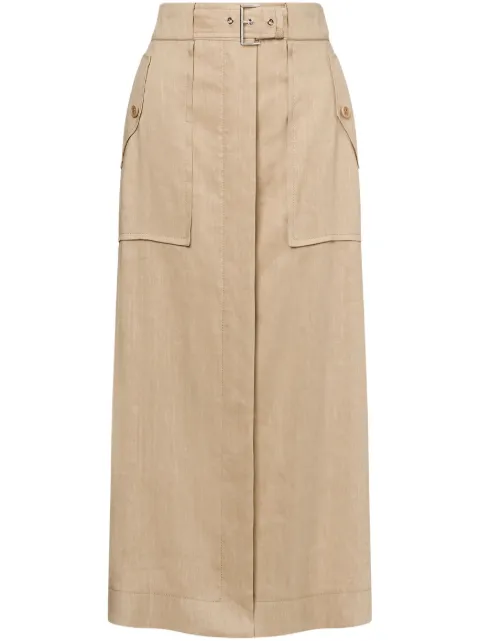 Alberta Ferretti high-waisted buckled straight skirt Neutrals AEF251U01041620