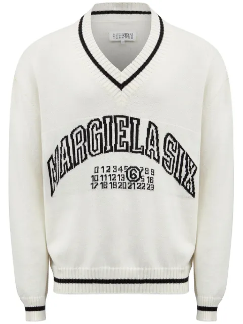 MM6 Maison Margiela numbers-motif jumper White SH0HN0002M13085