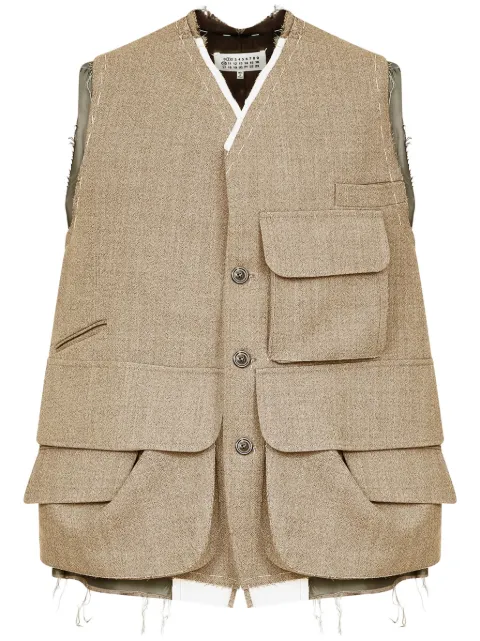 Maison Margiela cargo wool vest Neutrals S50FB0109M35414