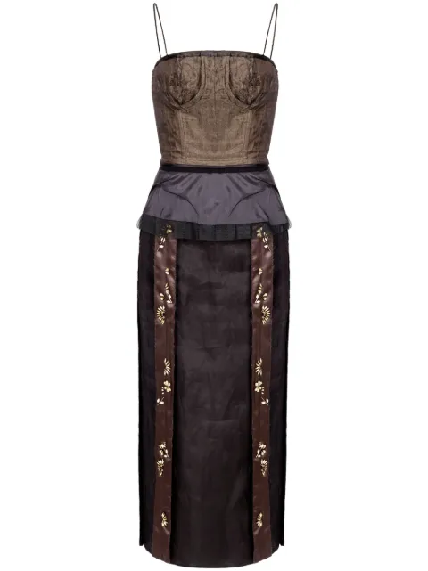 Maison Margiela midi décortiqué silk dress Brown S51DD0035MTN056
