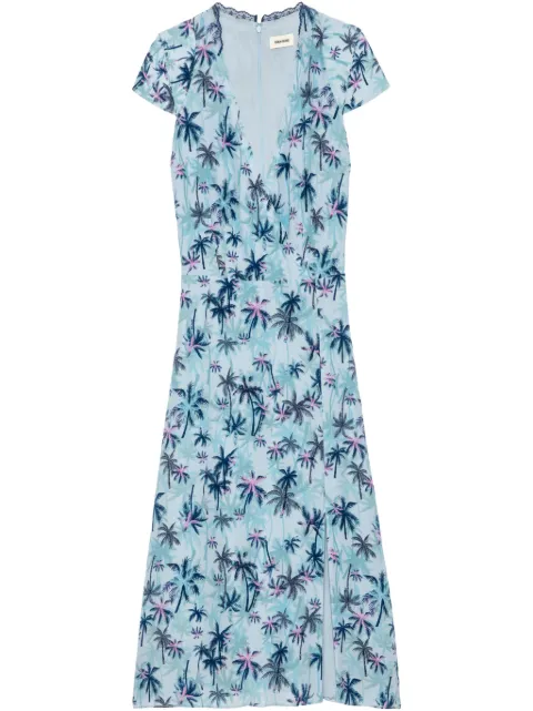 Zadig&Voltaire palm tree-print dress Blue WWDR02520
