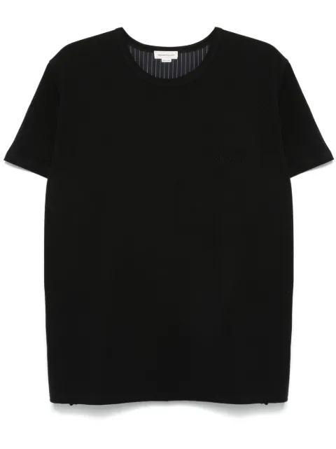Alexander McQueen pinstripe-panel T-shirt Black 792219QXAAF