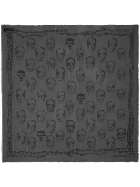 Zadig&Voltaire Kerry scarf skull 135 Grey OWSC01500