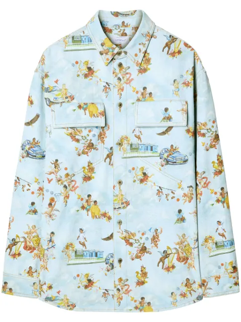 Off-White fresco-print shirt Blue OMYD05HS25DEN0038400