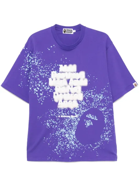 A BATHING APE® spray-print slogan T-shirt Purple 001CSK801313M