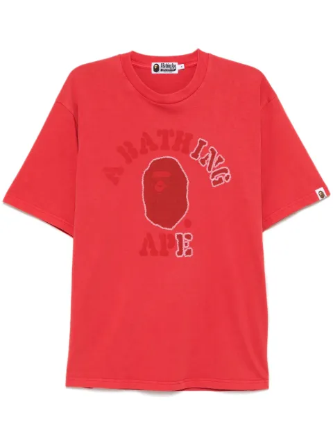 A BATHING APE® Garment Dye College Relaxed Fit Tee Red 001CSK801314M