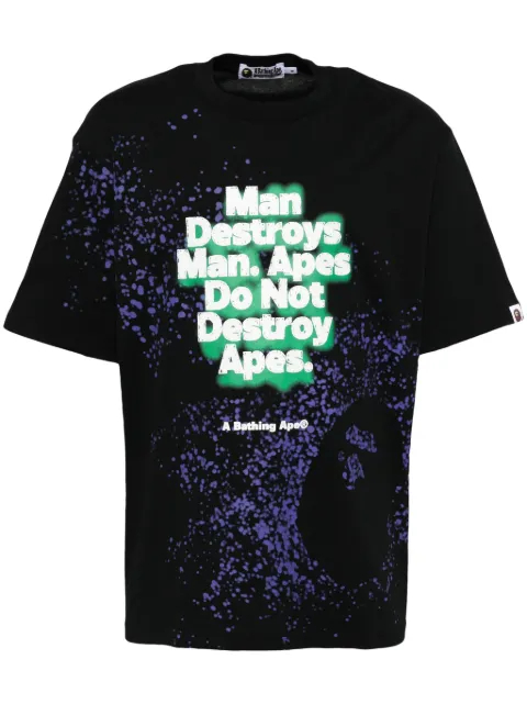A BATHING APE® spray-print slogan T-shirt Black 001CSK801313M