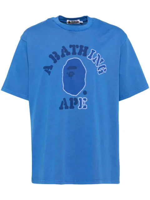 A BATHING APE® garment-dye college T-shirt Blue 001CSK801314M