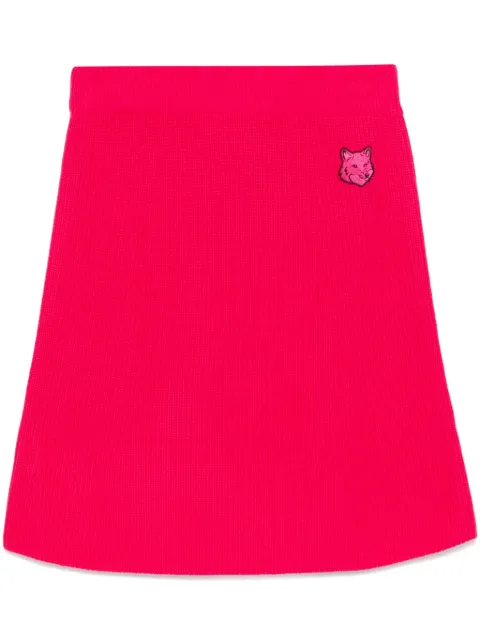 Maison Kitsuné bold fox head patch short ribbed skirt Pink NW01514KT1093P640