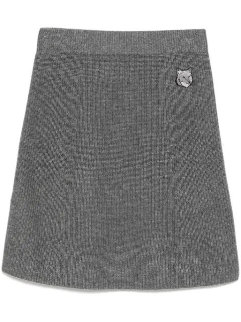 Maison Kitsuné bold fox head patch short ribbed skirt Grey NW01514KT1093H131