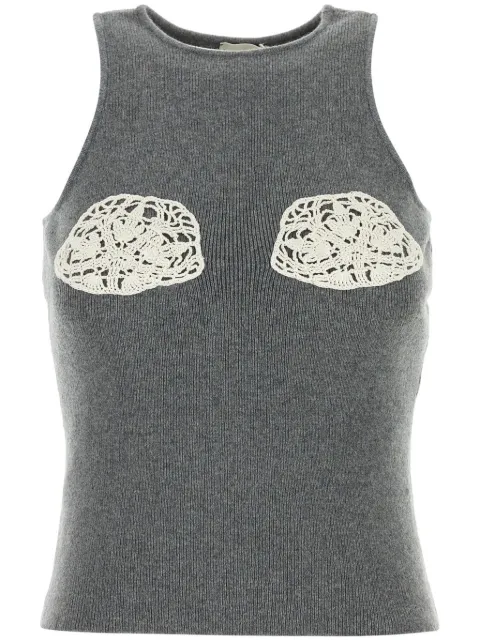 Magda Butrym crochet-detail knitted top Grey 433924
