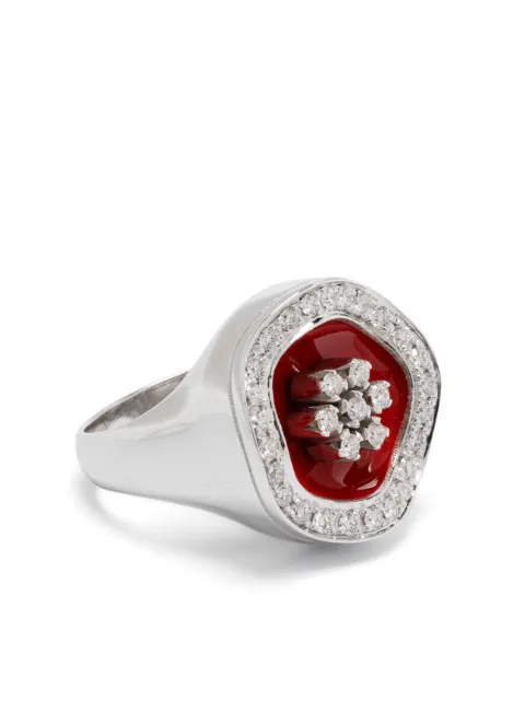 Ilaria Icardi 18K white gold The Flower diamond signet ring Silver OGN261