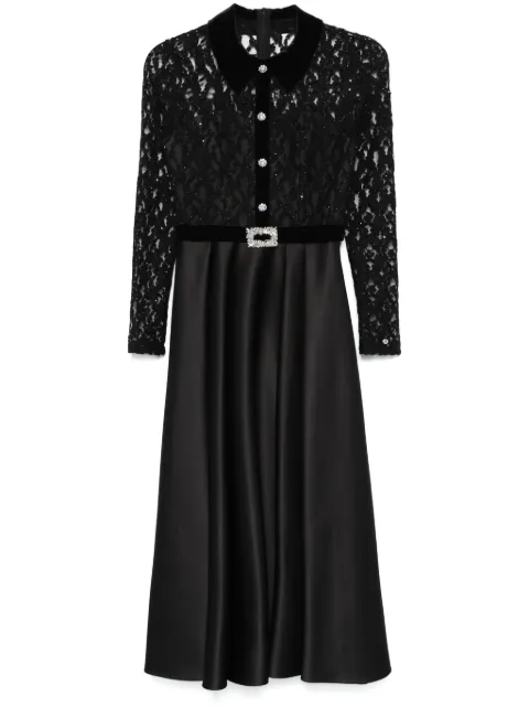 NISSA crystal-embellished taffeta midi dress Black RS15364