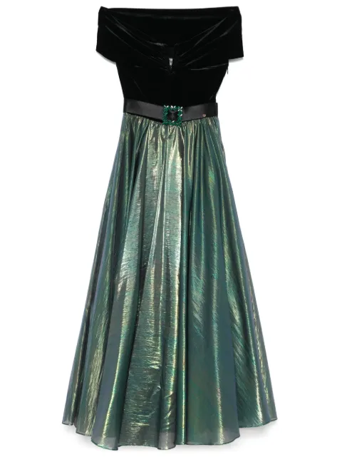 NISSA chiffon lamé maxi dress Black RS15444