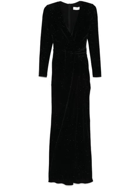 NISSA glitter-detail velvet maxi dress Black RS15424