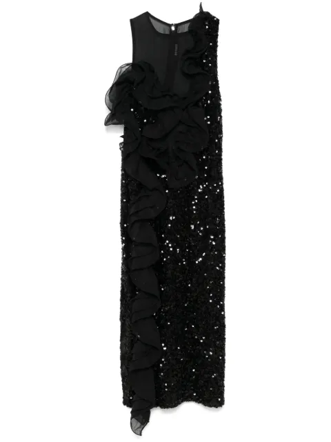 ROTATE BIRGER CHRISTENSEN ruffled-detailing sequinned midi dress Black 114046100