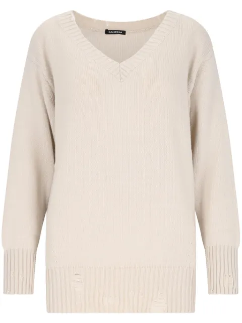 Canessa destroyed-detailing sweater Neutrals NWKV007FK0001