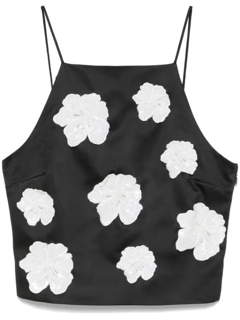 ROTATE BIRGER CHRISTENSEN flower satin top Black 113244