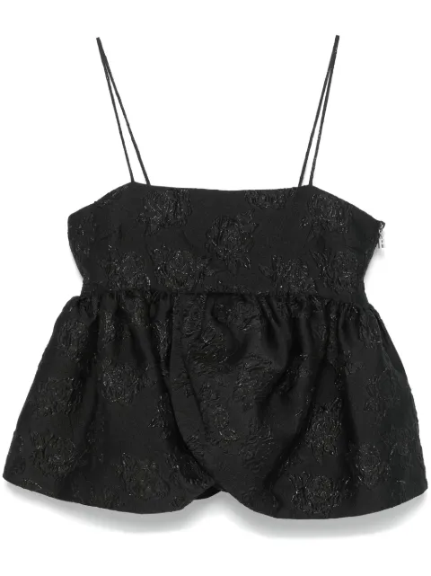 ROTATE BIRGER CHRISTENSEN cloqué-effect draped-detailing top Black 113599100