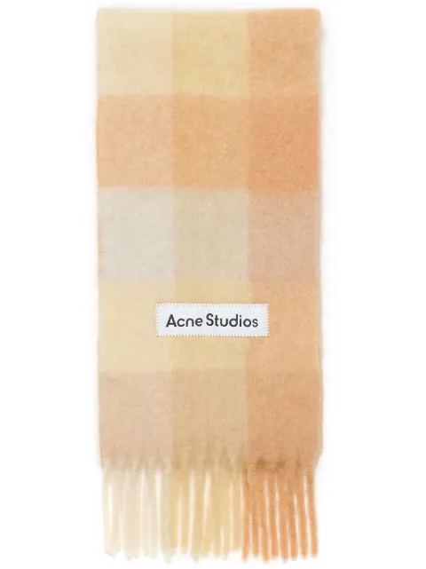 Acne Studios logo-appliqué checked scarf Neutrals CA0084