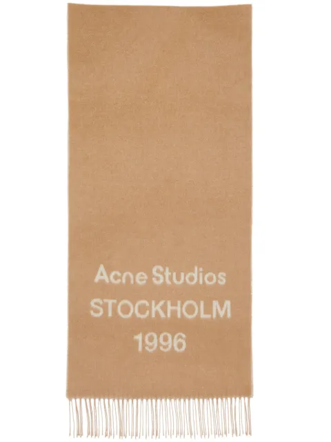 Acne Studios logo-print wool scarf Brown CA0367
