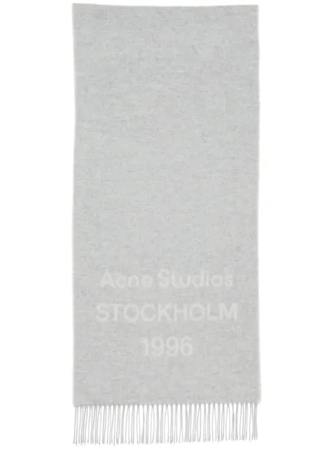 Acne Studios logo-print wool scarf Grey CA0367