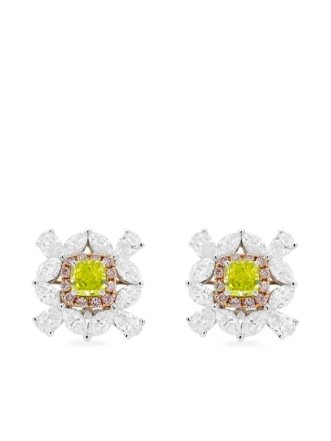HYT Jewelry 18k white gold diamond earrings Green E24HR