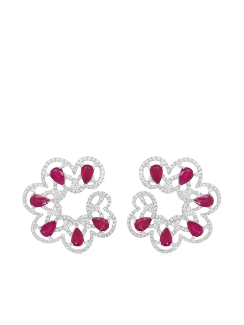 HYT Jewelry 18k white gold diamond and ruby earrings White E47HR