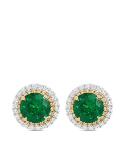 HYT Jewelry 18k white gold diamond and emerald earrings White E276HR