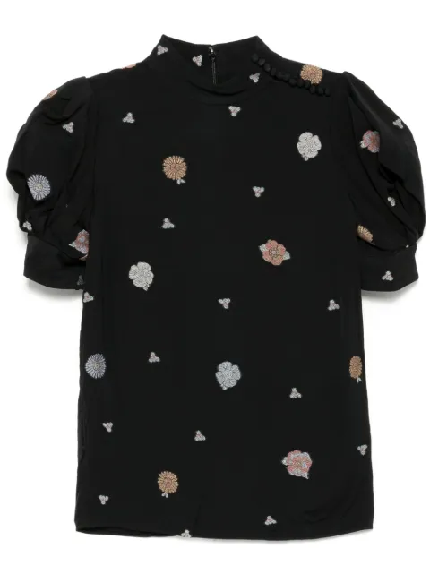 Chloé Pre-Owned embroidered high-neck top Black CSAN8204R