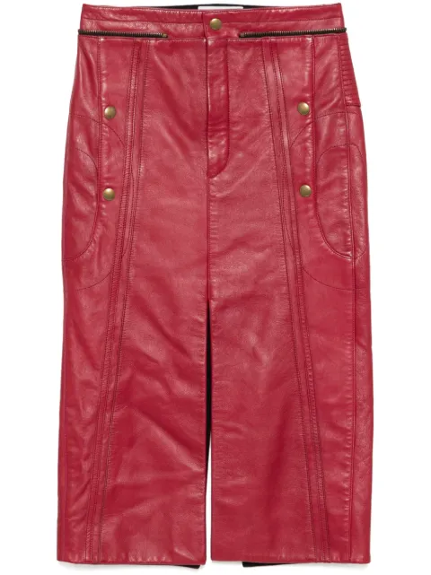 Chloé Pre-Owned Leather Pencil Skirt Red CSAN8238R