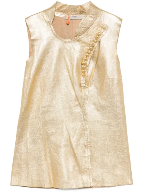Prada Pre-Owned Vintage Sleeveless Golden Leather Buttoned Vest Gold CSAN8225R