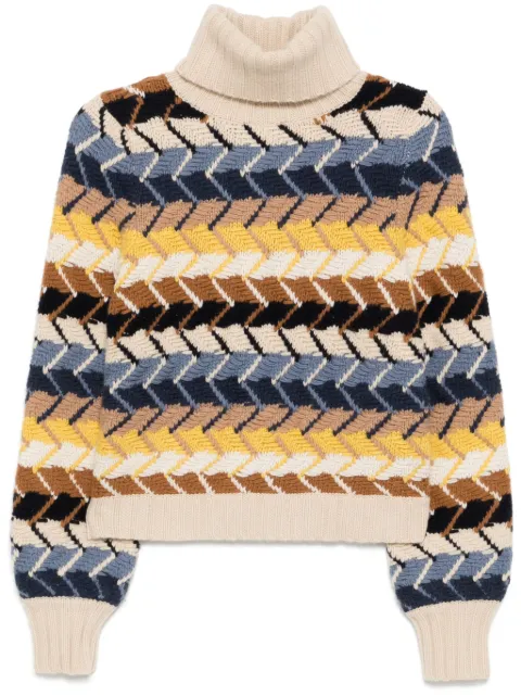 Chloé Pre-Owned Wool and Cashmere-Blend Sweater Multicolour CSAN8206R