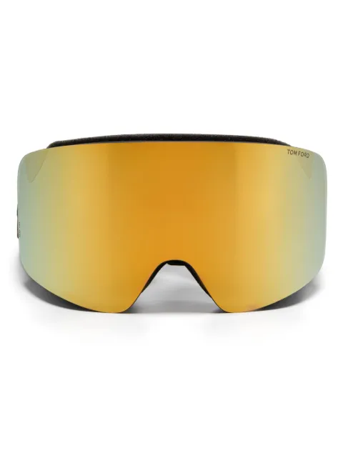 TOM FORD Eyewear logo-band mirrored-lenses ski goggles Brown FT1124