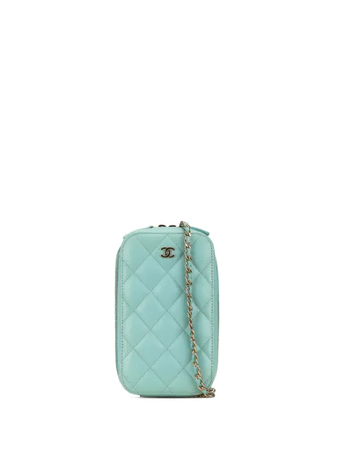 CHANEL Pre-Owned 2019 CC Quilted Caviar Zip Phone Case crossbody bag Blue TDM2LRN224A3LA3Z