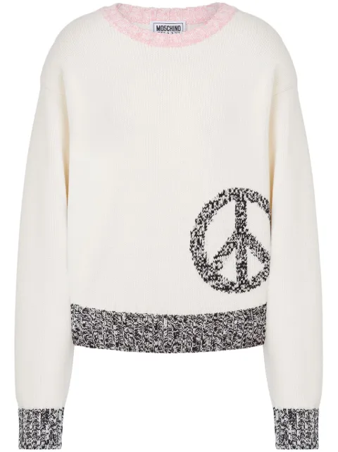 MOSCHINO JEANS Peace intarsia jumper Neutrals A09173209