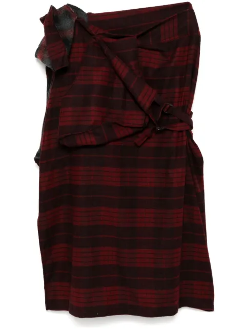 Yohji Yamamoto plaid asymmetric skirt Red FOS65819