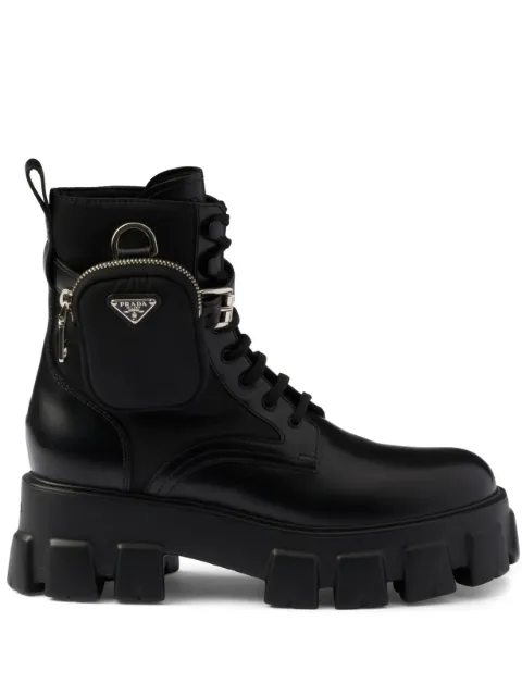 Prada Monolith leather and Re-nylon combat boots with pouch Black 1T255MFG0553LJS