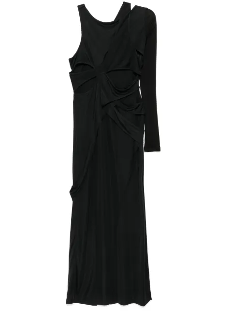 YEHUAFAN asymmetric sleeves dress Black C6000078