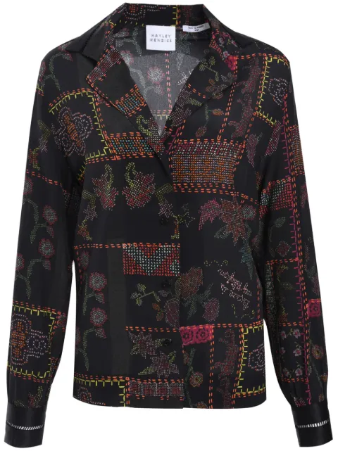 Hayley Menzies floral-embroidery shirt Black AW2401110WVSH